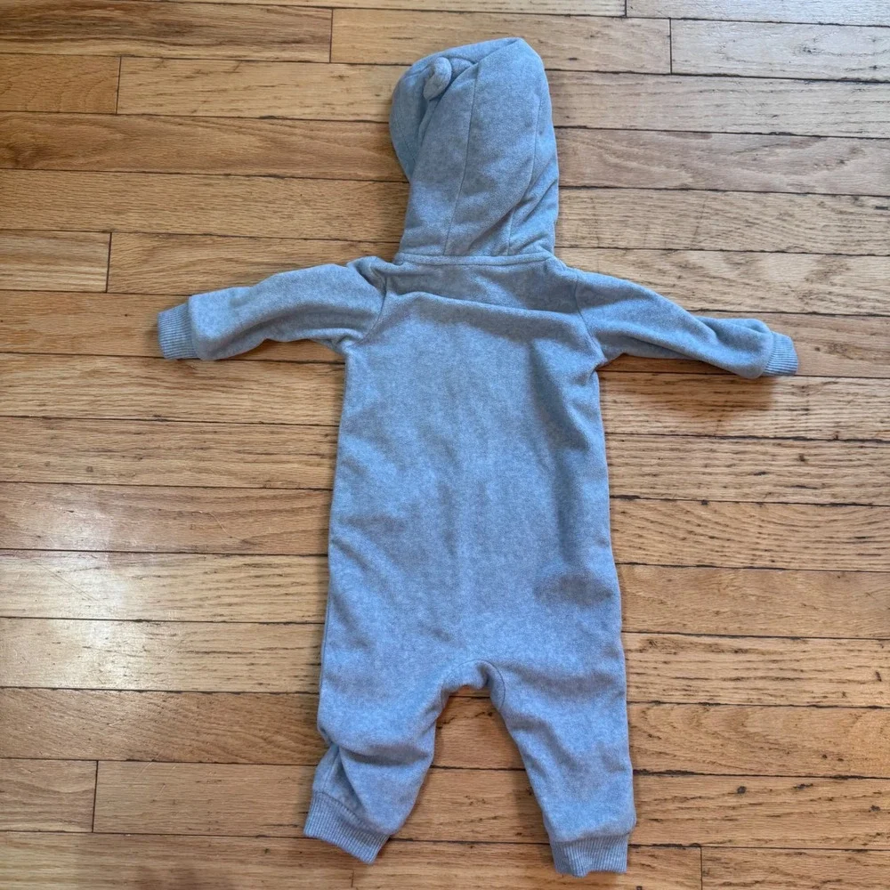 Carters Baby Boys Blue Fleece Polar Bear Hooded Jumpsuit Pram 6 Months